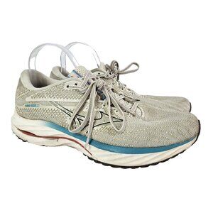 Mizuno Mens Wave Rider 27 White & Gray Running Shoes Sneakers Size 10.5